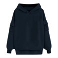 thumbnail image 5 of Xunlbb Sweatshirt for Women,Women's Solid Color Long Sleeved Pocket Loose Hooded Top Sweatshirt,Size S-2XL, 5 of 6