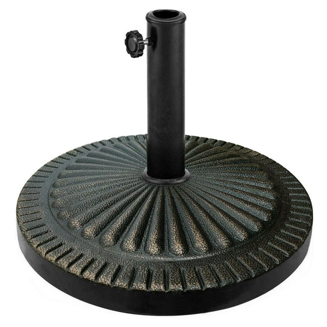Gymax Parasol de Marché Rond pour Patio de 30 Lb, Base, Support Extérieur Robuste
