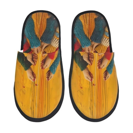 

Pofeuu Colorful Sweaters And Strings Print EVA Fuzzy House super light Slippers Slippers Scuff Outdoor Indoor Warm Cozy Plush Bedroom Shoes Soft Flat Comfy Anti-Slip-Large