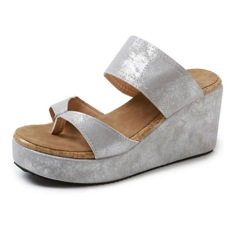 

1 Pair Women Platform Wedge High Heels Sandals Anti-slip Breathable for Summer 43