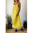 thumbnail image 4 of Women'S Summer Cotton Maxi Dress Adjustable Spaghetti Strap Boho Casual Backless Ruffle Loose Fit Flowy Dress Yellow 5XL, 4 of 5