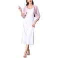 thumbnail image 2 of INSPIRE CHIC Bolero Shrug for Women's Elegant 3/4 Sleeve Open Front Knitted Cardigan XS Pink, 2 of 6