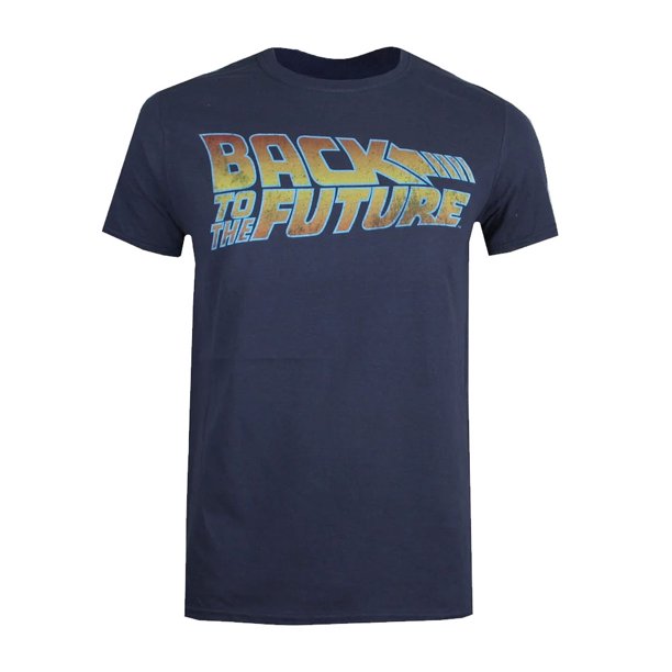 Back To The Future - Camiseta Logotipo de Algodón para Hombre (Marino)