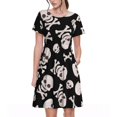 thumbnail image 1 of Disketp black white Skull bone para Vestido de Manga Corta para Mujeres, Vestidos de Verano para Mujeres, Casual y Holgado para la Playa, 1 of 6
