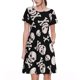 thumbnail image 1 of Balery black white Skull bone Vestidos sueltos de manga corta para mujer, vestidos de verano 2025, vestidos casuales de corte A con vuelo., 1 of 6