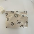thumbnail image 2 of Estuche de cosméticos de pana con cara sonriente para mujer, neceser de viaje para maquillaje beige Sywqhk Para Estrenar, 2 of 5