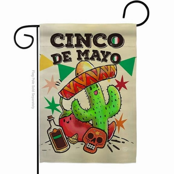 El Cinco de Mayo Summertime 13 x 18.5 in. Double-Sided Decorative Vertical Garden Flags for House Decoration Banner Yard Gift