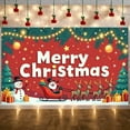 thumbnail image 4 of Red Background Christmas Banner Star Pattern Xmas Banner Snowman Design Santa Claus Print Holiday Banner for Christmas Party Home Decoration Indoor Celebration, 4 of 9