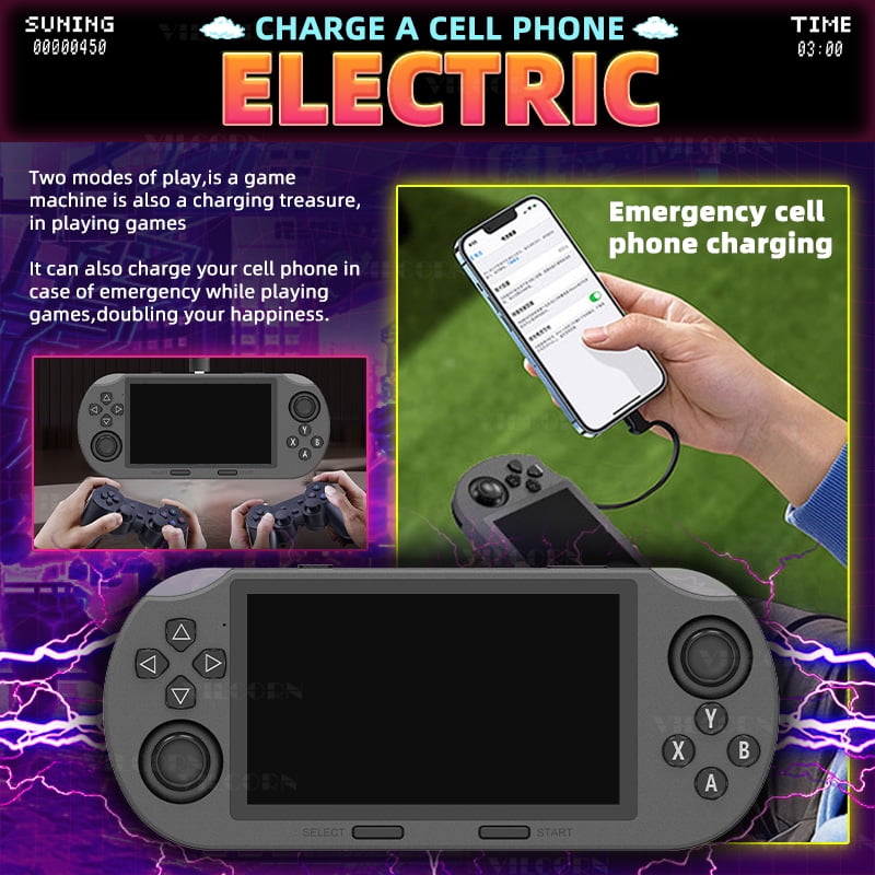 VILCORN SF3000 Handheld Game Console, Portable, for PS1 GBA SNES Emulator, 4.5inch IPS Screen, 128G