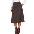 thumbnail image 4 of INSPIRE CHIC Work Midi Skirt for Women Button Down High Waist Fall Winter Vintage Skirts M Brown, 4 of 6
