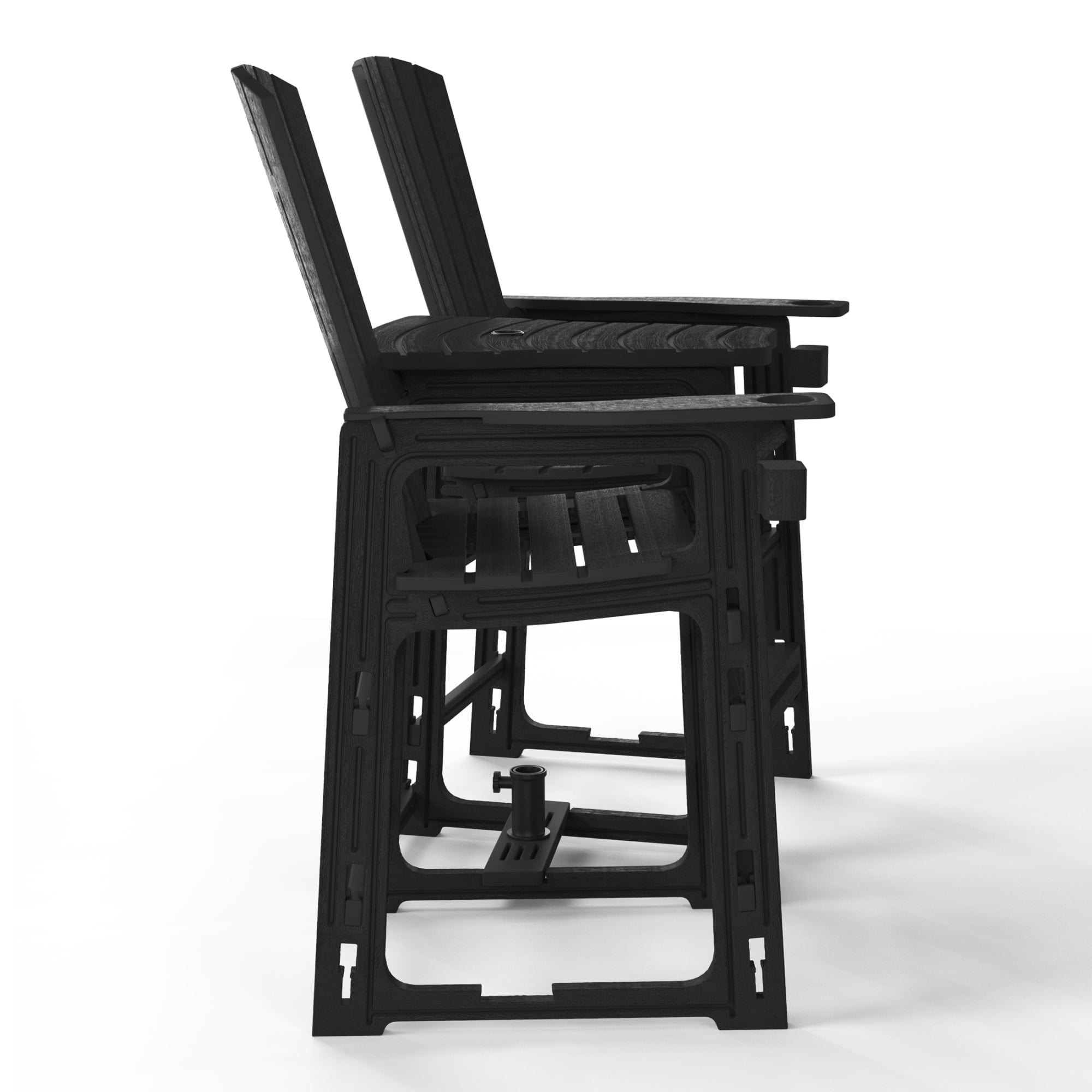 WestinTrends Azura Outdoor Tall Adirondack Chairs With Connecting Table Tray (Set of 2), Black