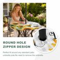 thumbnail image 4 of Round Outdoor Tablecloth with Umbrella Hole and Zipper, Sunflower Bee Tablecloth with Elastic Waterproof, Grey Buffalo Checkered Botanical Floral Patio Table Covers for 31" - 35" Picnic Pool Tables, 4 of 9