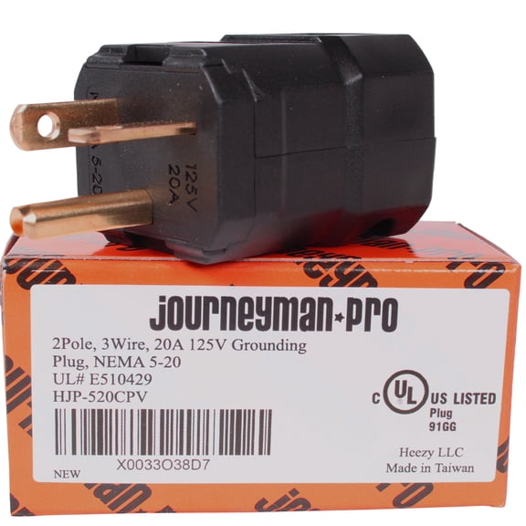 Journeyman-Pro HJP-520CPV, 20A 125V NEMA 5-20P Straight Blade Electrical Plug