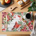 thumbnail image 2 of Placemats Set of 6, Cardinal Bird Woven Placemat, Linen Place Mats for Kitchen/Dining Tables, Winter Poinsettia Pine Cones Berry Wood Washable Table Mats for Party, 2 of 8