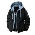 thumbnail image 4 of Ceisia Lightweight Windproof Men's Loose Fit Fake Two-Piece Spliced Hooded Bomber Jacket Gift, 4 of 4