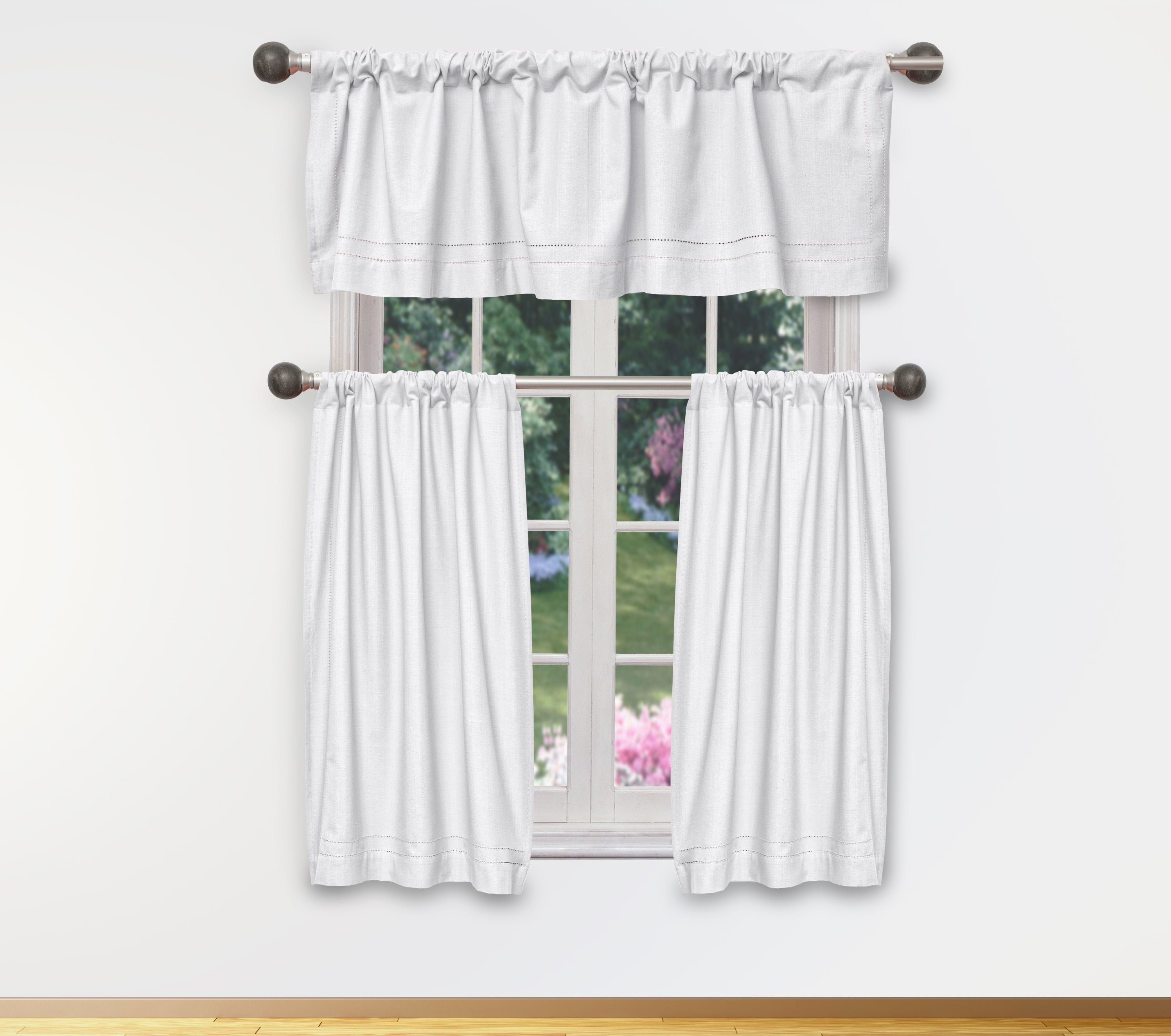 Miles Solid Cotton Kitchen Curtain & Tier Set