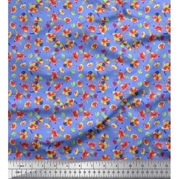 Soimoi Cotton Jersey Fabric Leaves & Floral Artistic Printed Fabric 1 Yard 58 Inch Wide