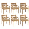 thumbnail image 1 of vidaXL Batavia Chairs with Cushions 6 pcs Solid Teak Wood, 1 of 5