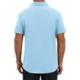 thumbnail image 3 of INSPIRE CHIC Men's Linen Chest Pocket Short Sleeve Casual Hawaiian Beach Polo Shirts S Light Blue, 3 of 6