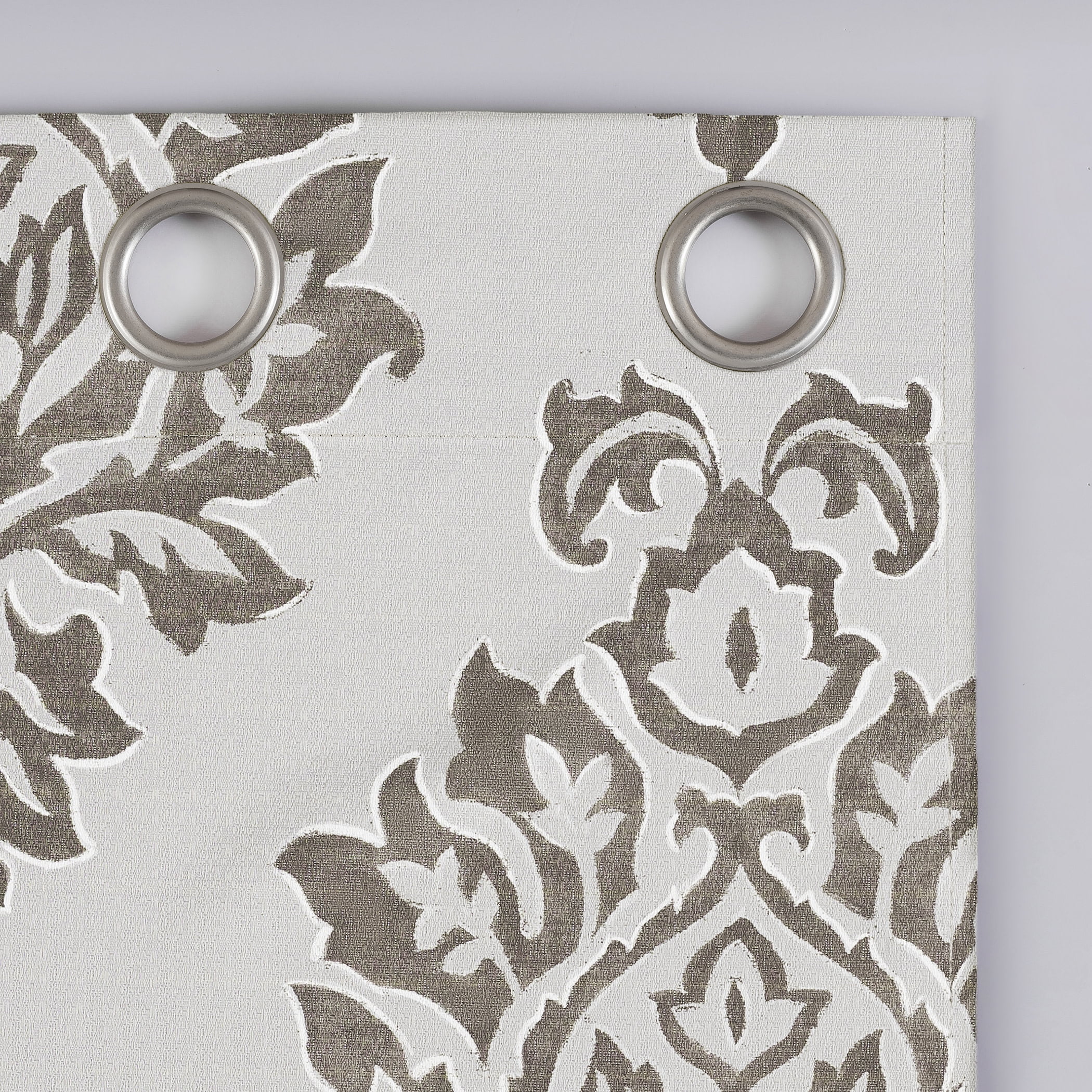 Sun Zero Arlo 2-Piece Textured Thermal Insulated Room Darkening Grommet Curtain Panel Pair, Brown Damask, 40"W x 63"L