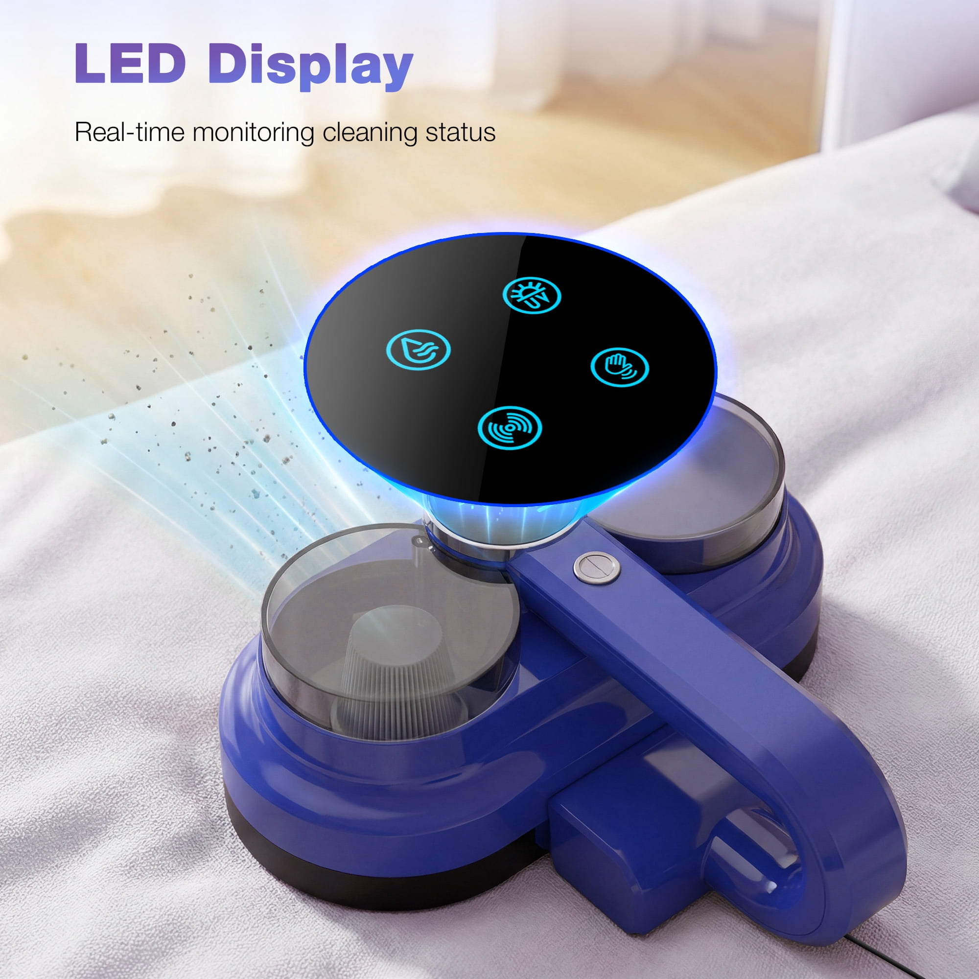 Maircle Mattress Vacuum Cleaner, Corded Bed Vacuum with 253.7nm UV-C Light, Ultrasonic & High Heating 16Kpa Powerful Double-Cup Handheld Vacuum for Bed, Sofa, Couch