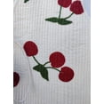 thumbnail image 3 of Handmade Cherry Print Sleeveless Red-White Jacket Cotton Drawstring Closure Upperwear for Women's, 3 of 6