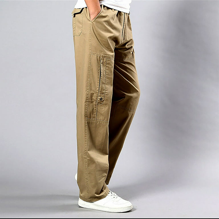 Cargo Pants For Men,Men's Fleece Lined Sweatpants Open Bottom Straight Leg  Loose Fit Baggy Athletic Jogger Pant 