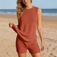 thumbnail image 2 of CAIXIA 2 Piece Sets for Women Summer, Sweater Set Sleeveless Tunic Top and Shorts Beach Vacation Sets Tracksuits, 2 of 6