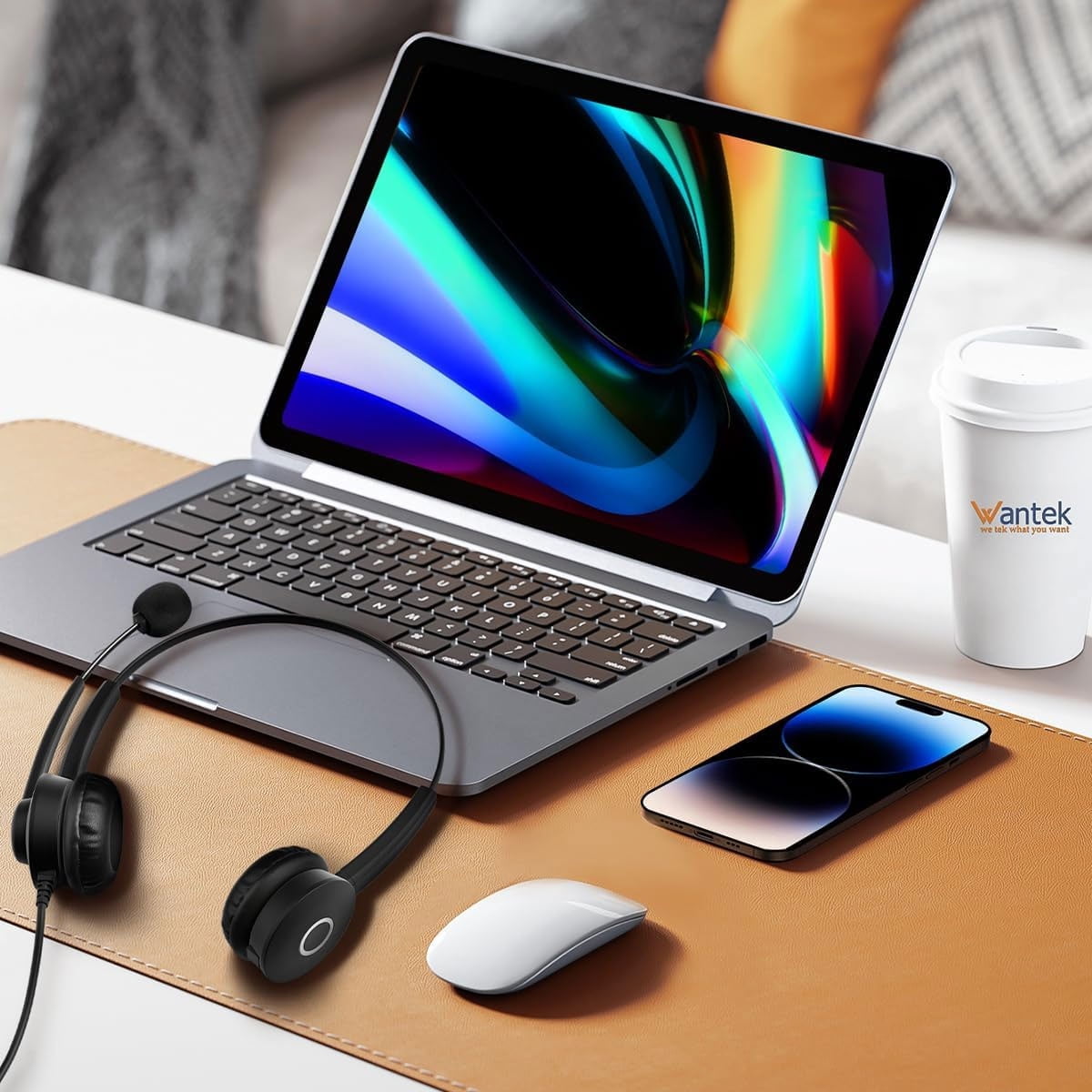 Wantek Binaural Corded USB Headset with Skype, Super Lightweight, Ultra Comfort