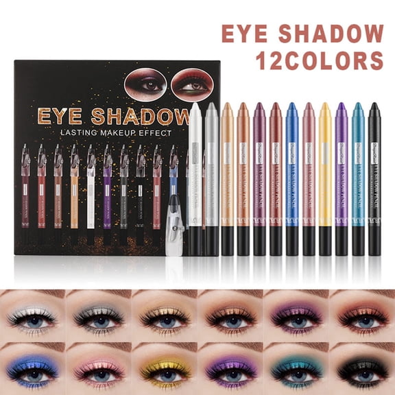 Eyeshadow Sticks Set of 12, Multichrome Pearly Eyeshadow Pen Glitter Eyeshadow Crayon Shimmer Eyeshadow Eye Brightener Stick, Waterproof & Long Lasting, Eye Makeup Gift for Women and Girls