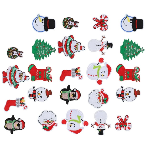 24 Uds parches navideños pegatinas de tela bordadas Papá Noel