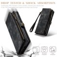 thumbnail image 3 of for Samsung Galaxy S25 Edge Premium PU Leather Folding Case, Multiple Card Slots Design, Wrist Strap Zipper Pocket Kickstand Magnetic Snap, Wireless Charging for Samsung Galaxy S25 Edge, Black, 3 of 9