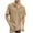 Khaki, variant on WREESH Men's Linen Button Down Shirts Short Sleeve Solid Color Cotton Linen Casual Shirt with Foldable Collar White