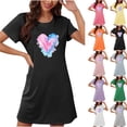thumbnail image 3 of WREESH Sleep Shirts for Women Valentine's Day Short Sleepshirts with Heart Print for Casual and Comfy Sleepwear Yellow, 3 of 3