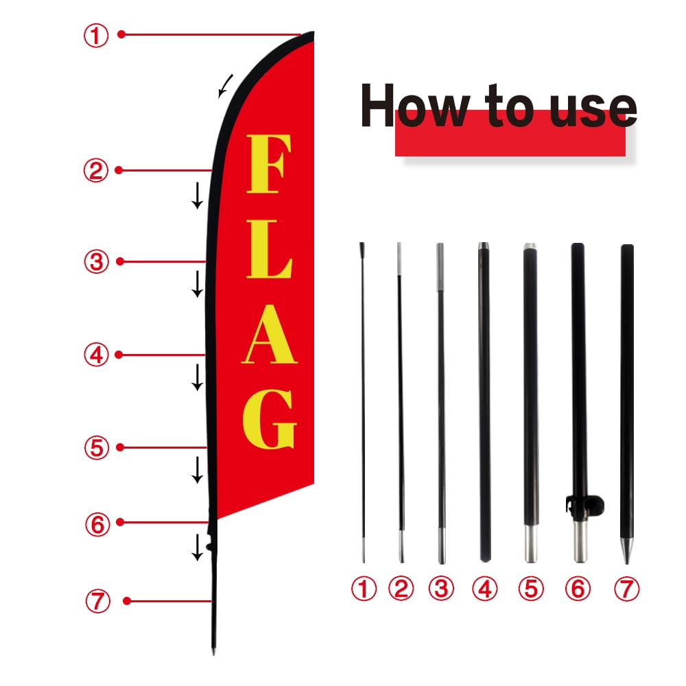 Generic 9 Ft Feather Flag Pole Kit with Ground Spike, Portable Flagpole for Advertising, Black