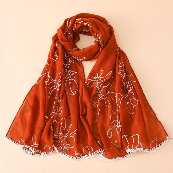 Red Scarfs Scarf Women Fashion Cotton and Linen Scarf Scarf Printed Thin Scarf