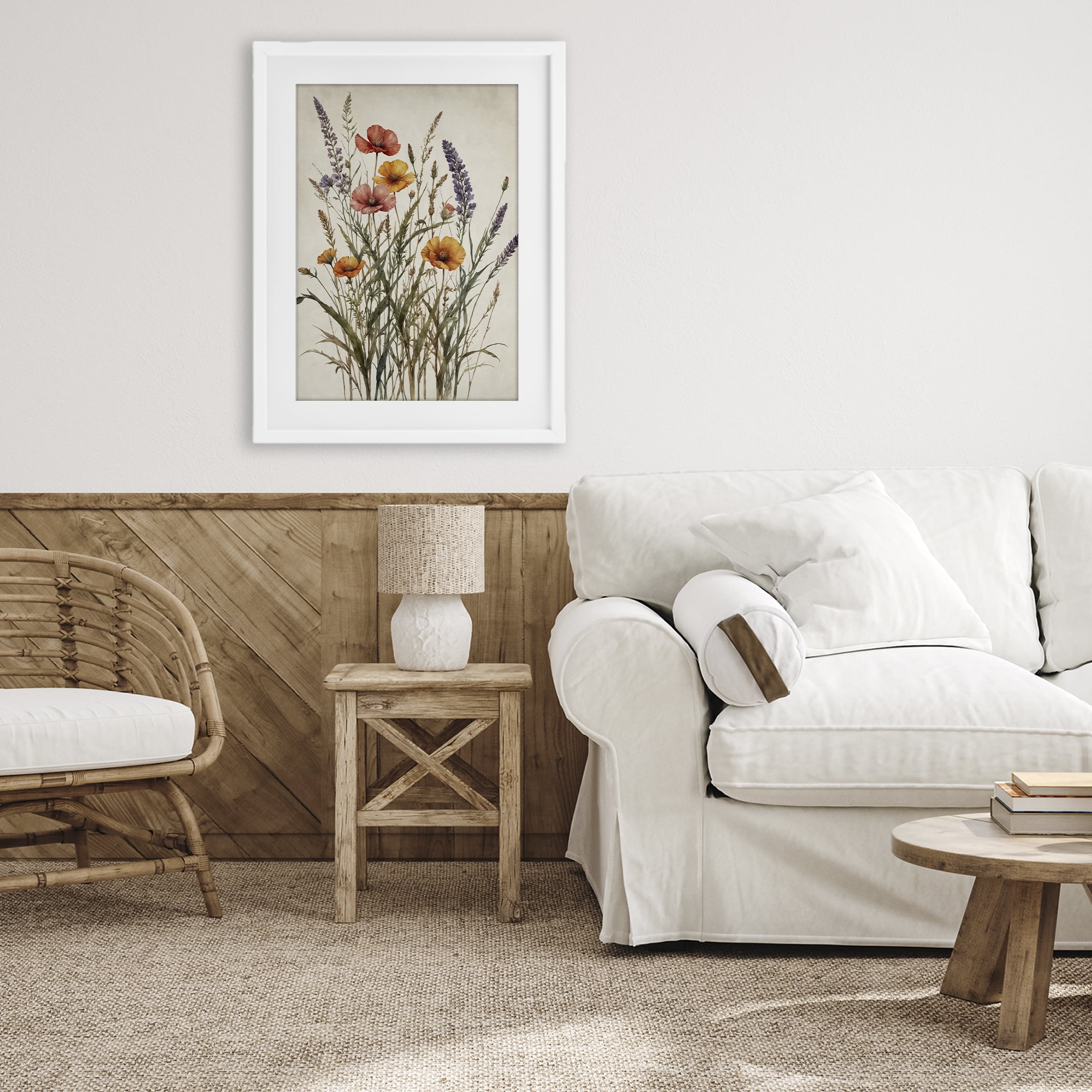 Stupell Industries Vintage Collection of Meadow Botanicals White Framed Print Under Glass, design by Nataly White