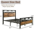 thumbnail image 6 of 4 EVER WINNER Queen Size Bed Frame, Rustic Metal Bed Frame with 51" Wood Headboard, 12.2" Under-bed Storage Space, Brown, 6 of 7
