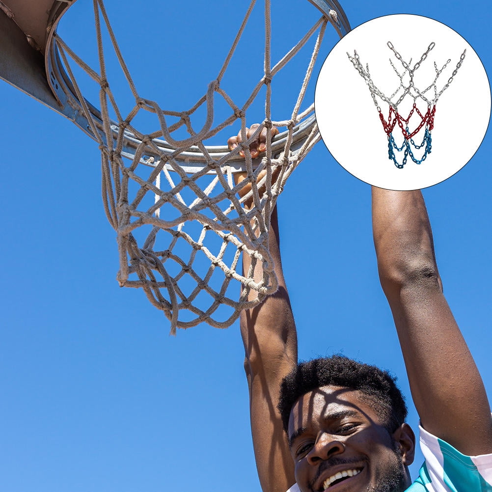 ETHZZLE Tricolor Basketball Net Mesh, Wear-Resistant, Easy to Install for Standard Size Basketball Hoops