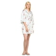 thumbnail image 3 of White Jasmine Floral Satin Kimono Short Robe, 3 of 4