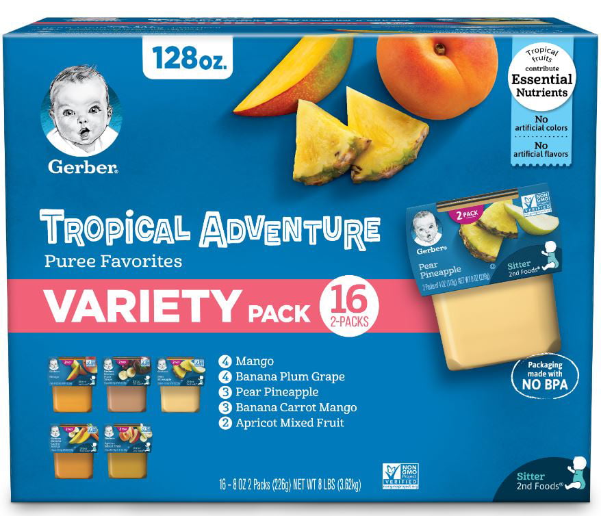 (16 Pack) Gerber Stage 2, Flavor varies Baby Food, 1 Tub (113g