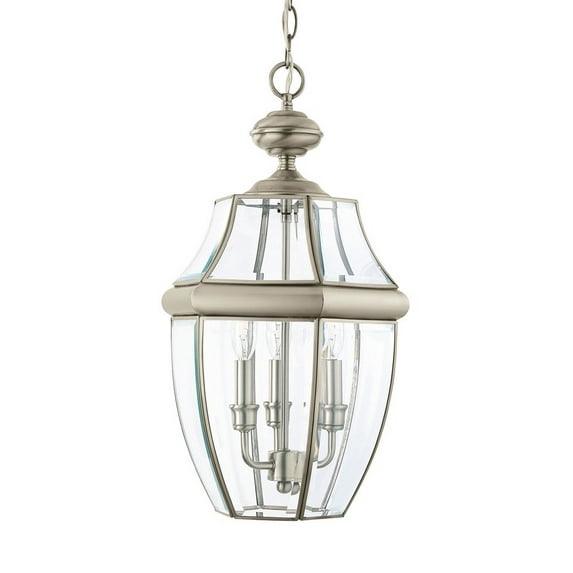 Sea Gull Lighting 6039EN-965 Three Light Outdoor in Traditional Style - 12 inches wide by 20.75 inches high Antique Brushed Nickel LED Polished Brass