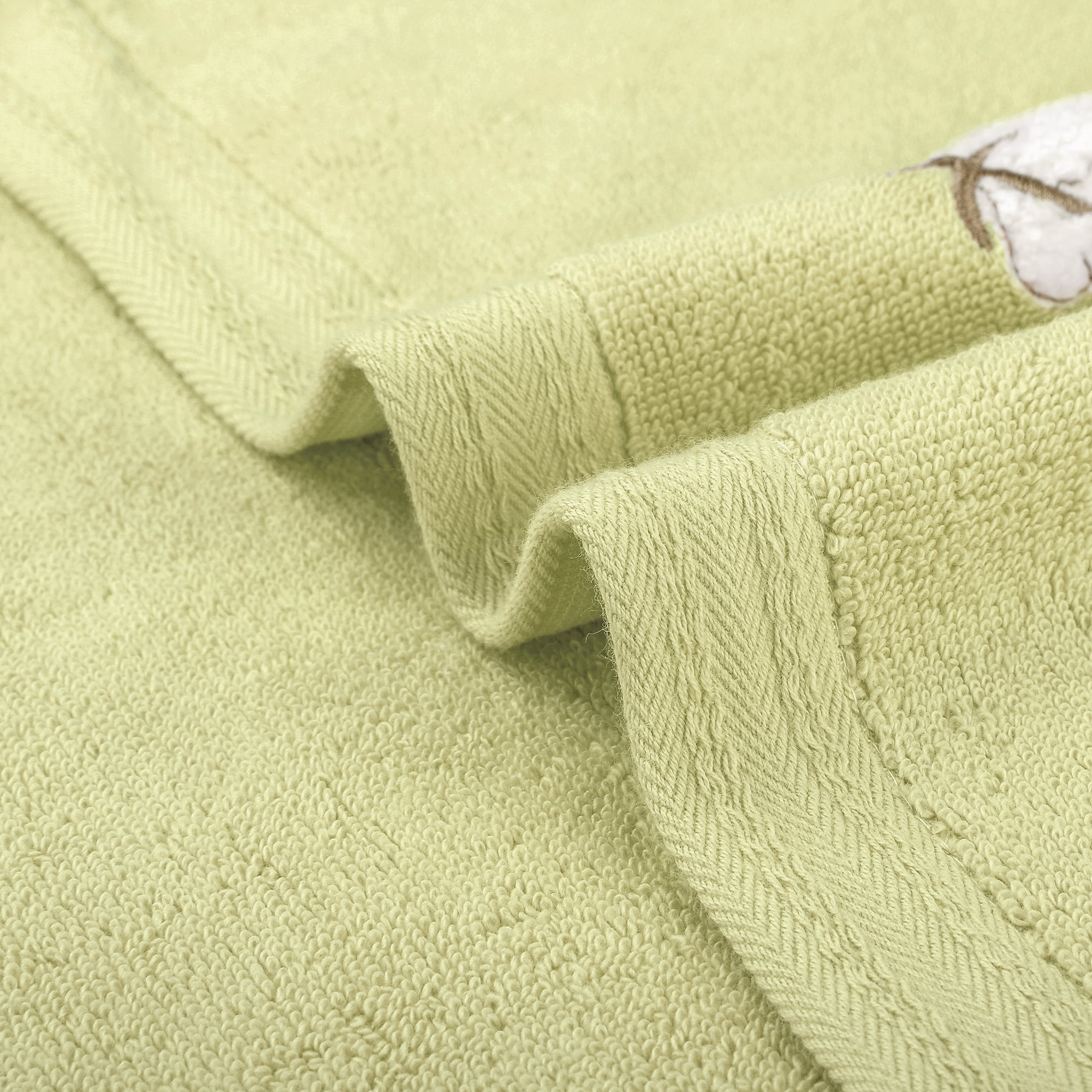 Unique Bargains Geometric Washcloths Set Cotton Bath Towels Low Lint Green