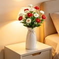thumbnail image 4 of Cemetery Flowers for Grave Artificial Memorial Flowers for Gravesite 17.7" Red White Silk Peonies Fake Hydrangea Flowers Bouquet Faux Floral Arrangements for Outdoor Decor Kitchen Table Wedding, 4 of 7