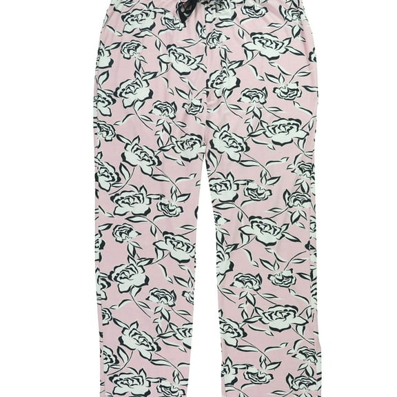 P.J. Salvage Womens Floral Scalloped Edge Pajama Lounge Pants, Pink, Plus Size, 1X