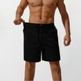 thumbnail image 2 of Kilaqueen Mens Straight Cotton Linen Shorts Elastic Waist Casual Drawstring Loose Lightweight Summer Lounge Shorts with Pockets, 5 Inch Inseam Shorts Stretch Summer Beach Shorts, 2 of 8