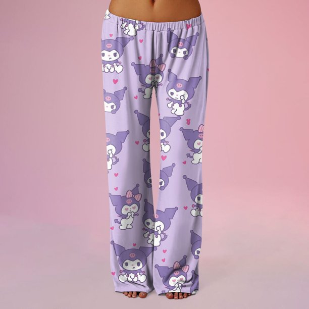 Anime Pajamas for Women Girls Cute Cartoon Cat Print Kawaii Casual Sleep Pajama Pants
