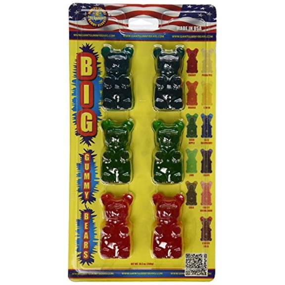 GIANT GUMMY BEAR Big Bear Six Pack- Cherry/Blue Raspberry/Apple by Meat Maniac