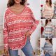 thumbnail image 3 of Camiseta de Navidad para mujer, suelta, de talla grande, de manga larga, con cuello en V, camisas de Abanopi XX-grande, 3 of 7
