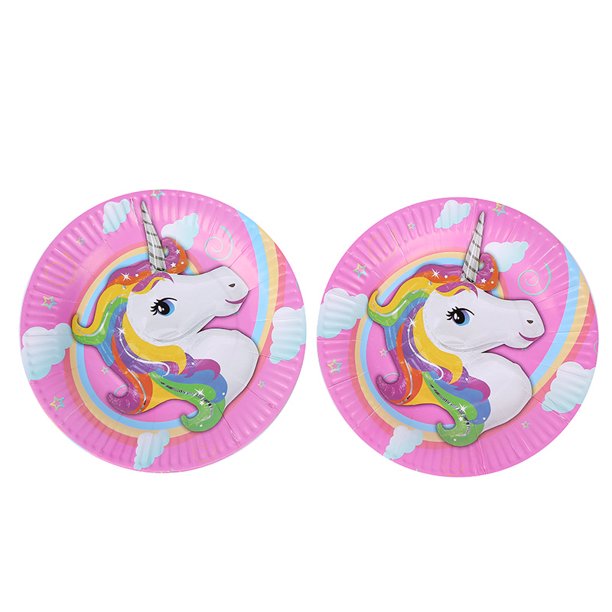 Accesorios de diseño de ambiente Juego de fiesta de unicornio de fantasía Suministros para fiestas de cumpleaños Juego de vajilla para fiestas Decoración